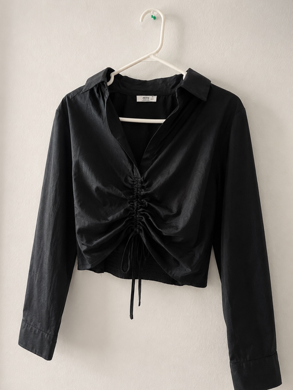 Ardene Black Ruched Drawstring Button-Down Shirt